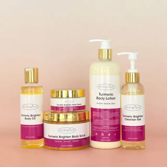 BRIGTHENING TURMERIC BODY SET FOR BROWN , LIGHT OR CARAMEL SKINTONE.